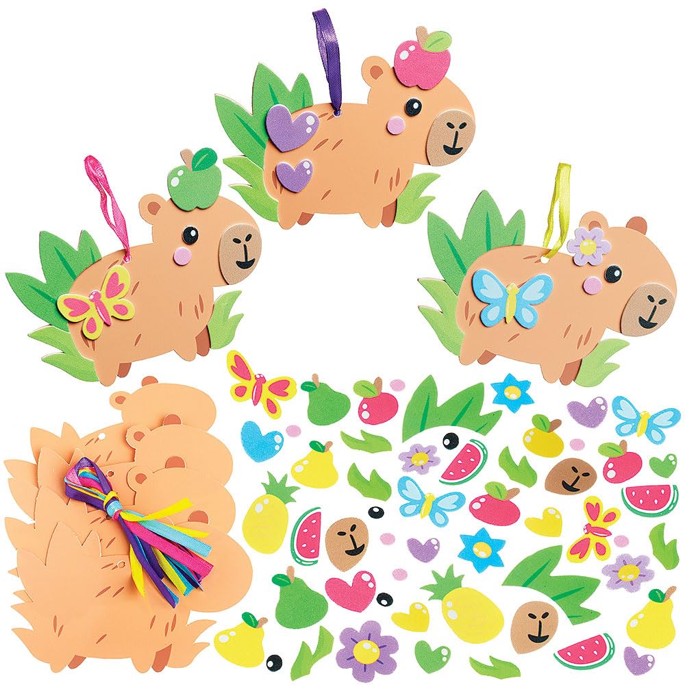Baker Ross WA109 Capybara Mix & Match Decoration Kits - Pack of 8, Fun Foam Craft Kits for Classroom and Home