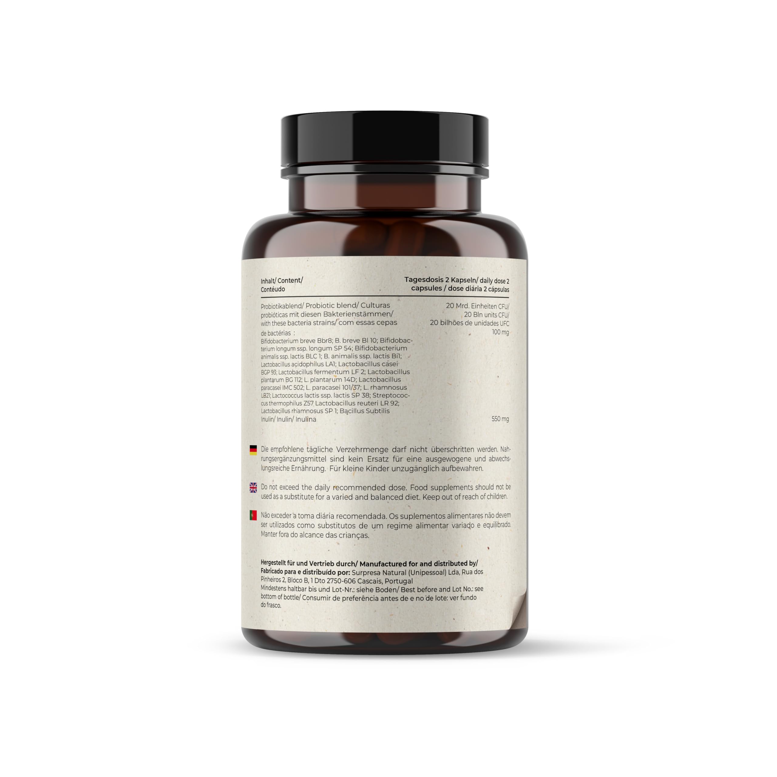 Probio Plus Kapseln hochdosiert I 3x 180 Kapseln mit Inulin & Bacillus subtilis I 20 Mrd. KBE pro Tag I Kulturen Komplex 18 Bakterienstämme I magensaftresistent & vegan