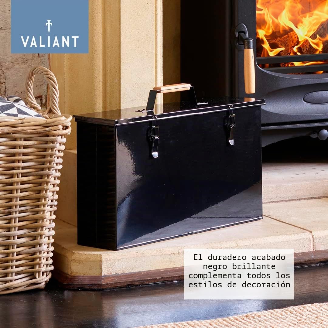 Valiant Fireside - Cenicero de metal, color negro, 45 cm x 26 cm x 12 cm