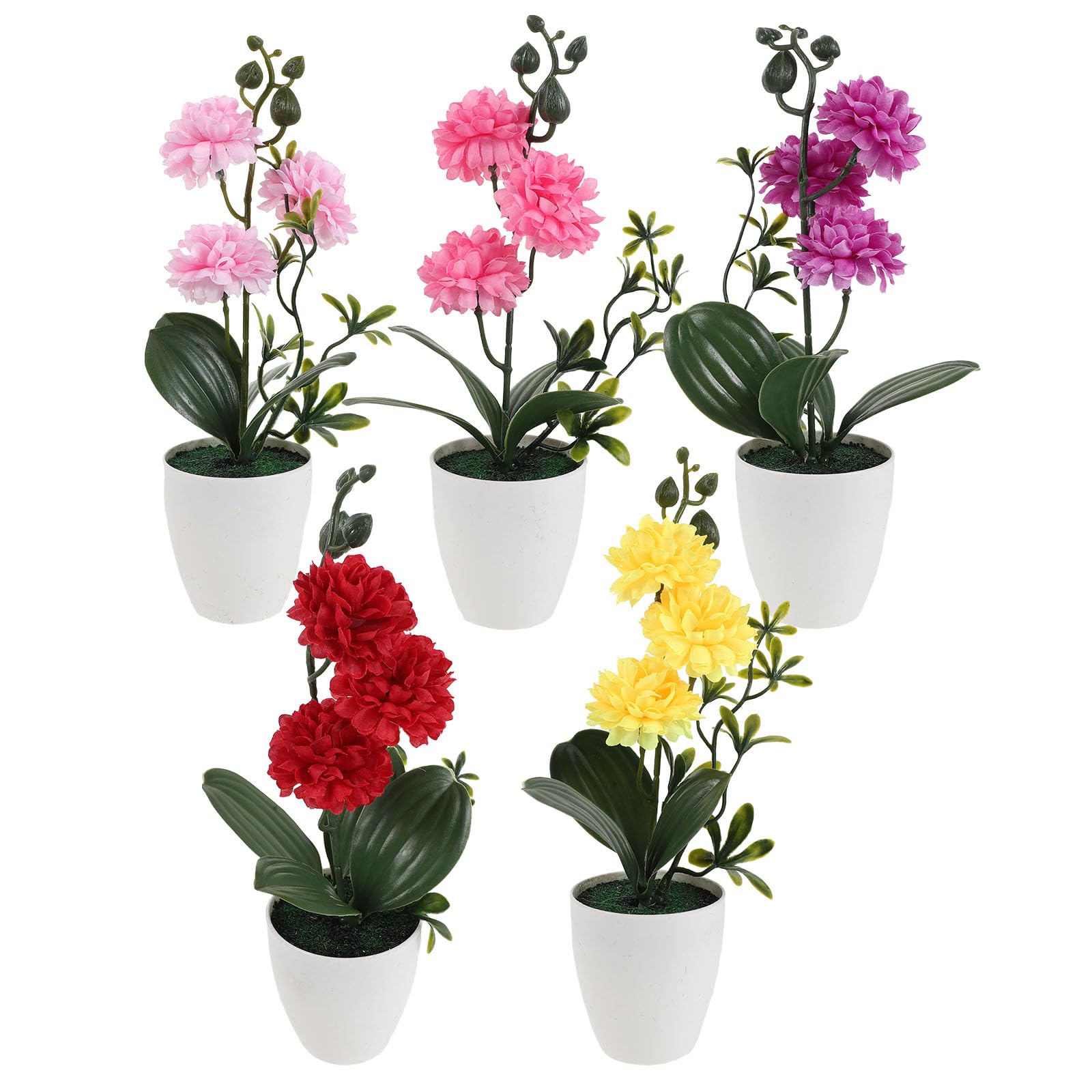 Plantes artificielles en pot chrysanthème fleurs décoratives réalistes multicolores lot de 5
