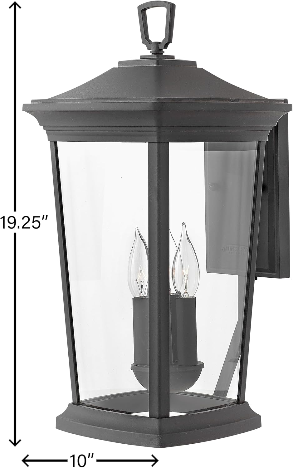 Hinkley Bromley Large LED Wall Mount Lantern, Museum Black, 120V, Add Security to Porches, Patios, Exterior Spaces with Durable LED Outdoor Lighting, Includes 3-5w Cand. LED Lamps, 2365MB-LL