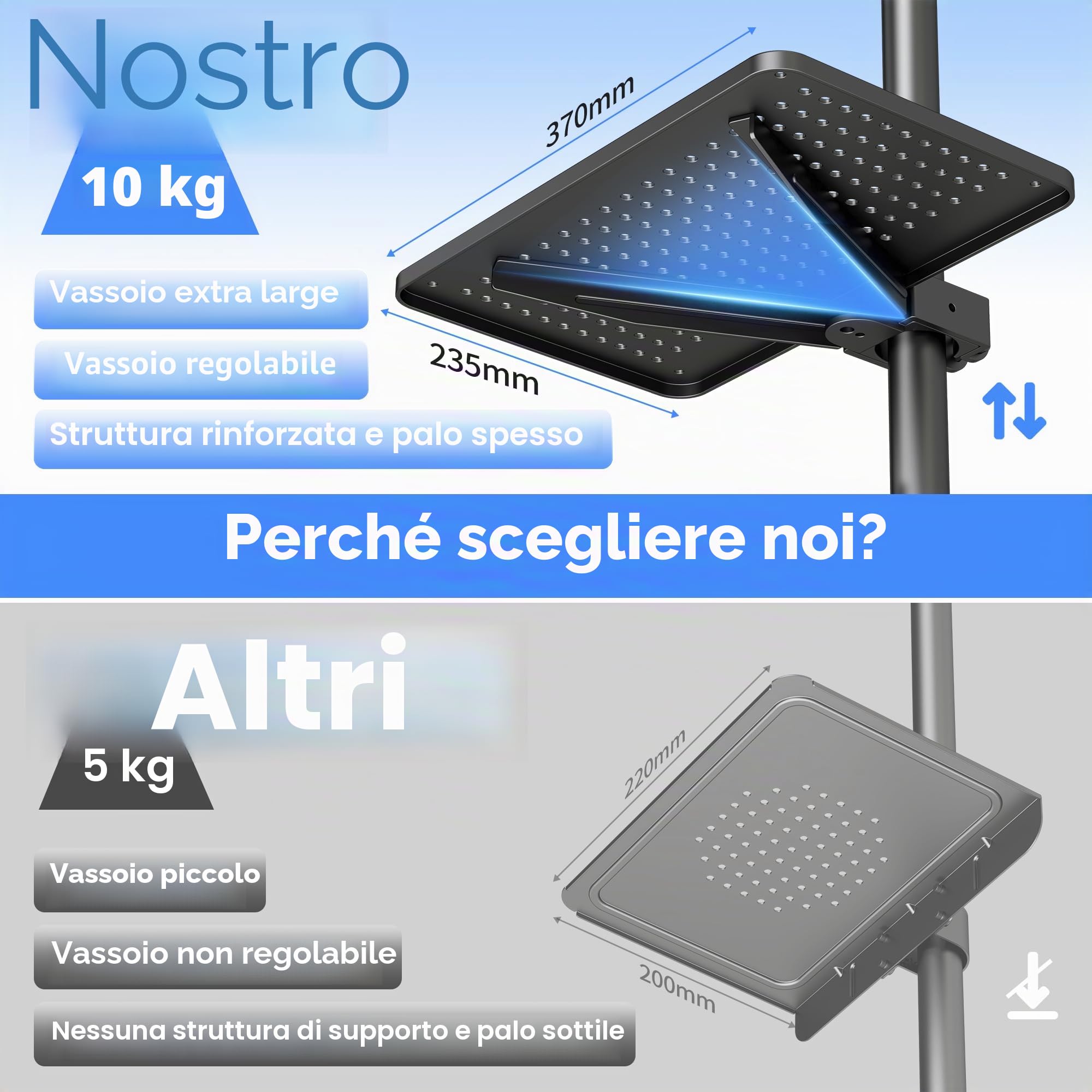 XINLEI Supporto TV mobile su ruote, carrello TV portatile con ripiano per TV a schermo piatto curvo da 21-60" fino a 35 kg, supporto TV alto regolabile in altezza su rotelle, VESA Max 400x400 mm ML55A