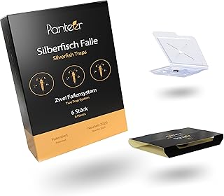 Panteer ® Fight Silverfish - Pack of 6 - Two Traps System - Silverfish Trap - 3 Traps for the Run and 3 Patented Retreat Traps - Insecticide Free - Silverfish Adhesive Trap