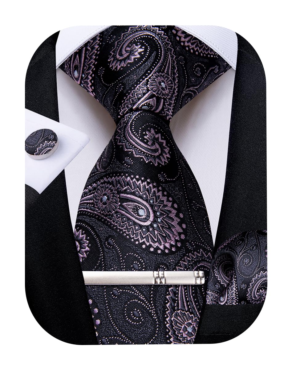 DiBanGu Silk Floral Ties for Men Woven Paisley Necktie