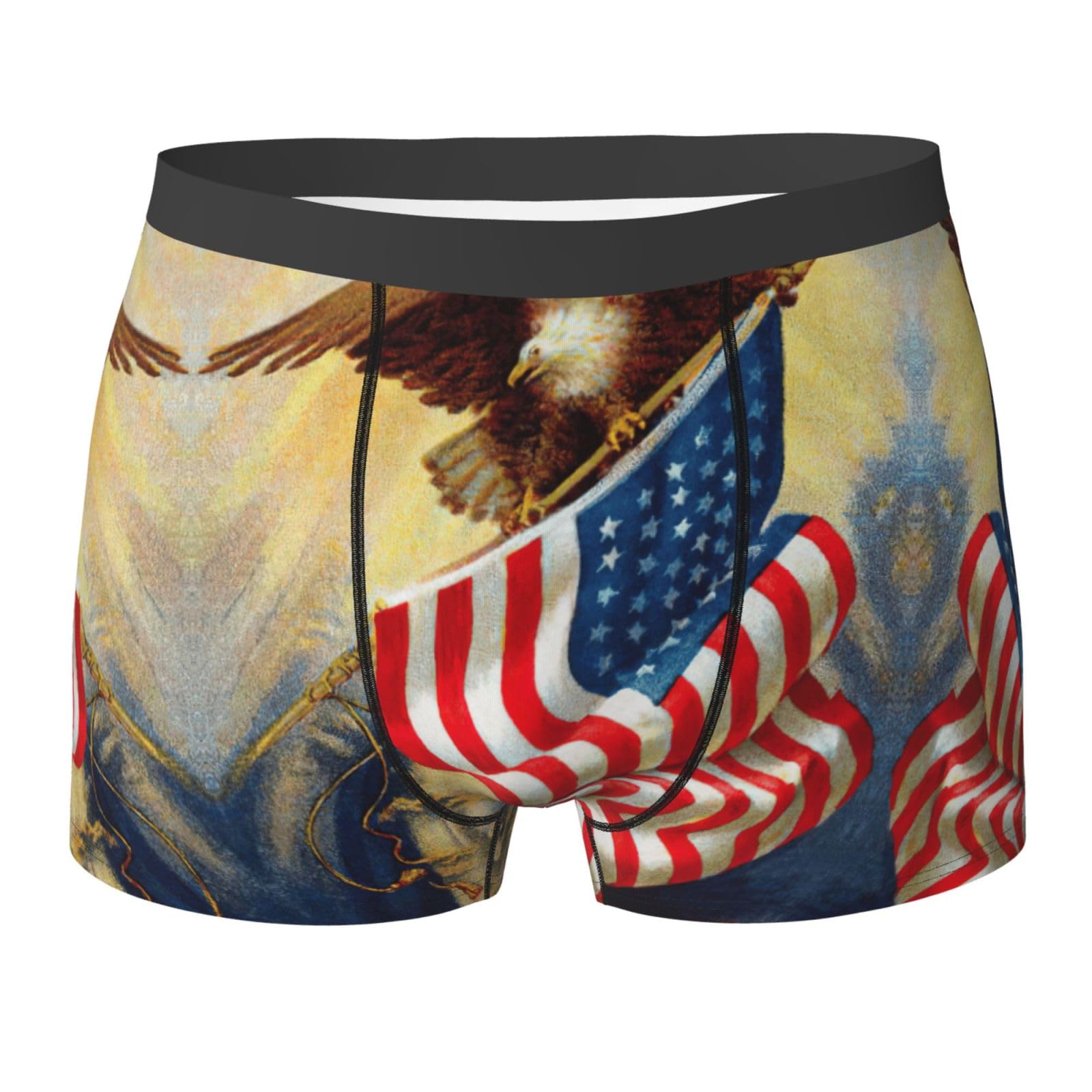 American USA Flag Eagle Art print Soft Men's Underwear Boxer Briefs Comfortable Underwear Boxer Briefs for Men 1Pack Black