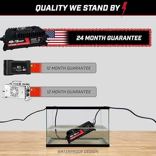Miniatura 8 de FORM Cargador de carrito de golf de litio de 48 V y 15 A, diseño impermeable, salida de 58.4 voltios, cargador inteligente integrado para baterías