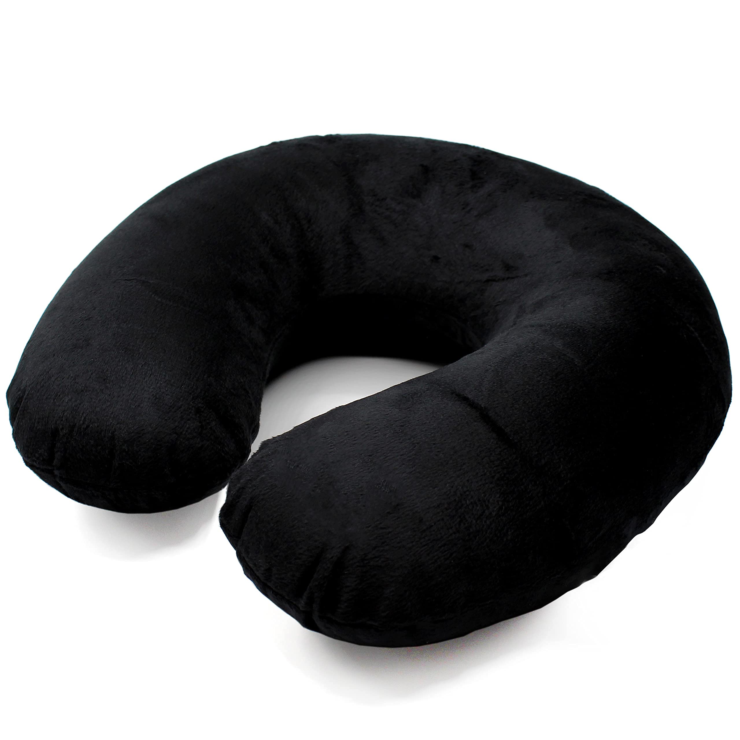 Dream Essentials Soft Inflatable, U-Shape Neck Pillow for Travel (Black)