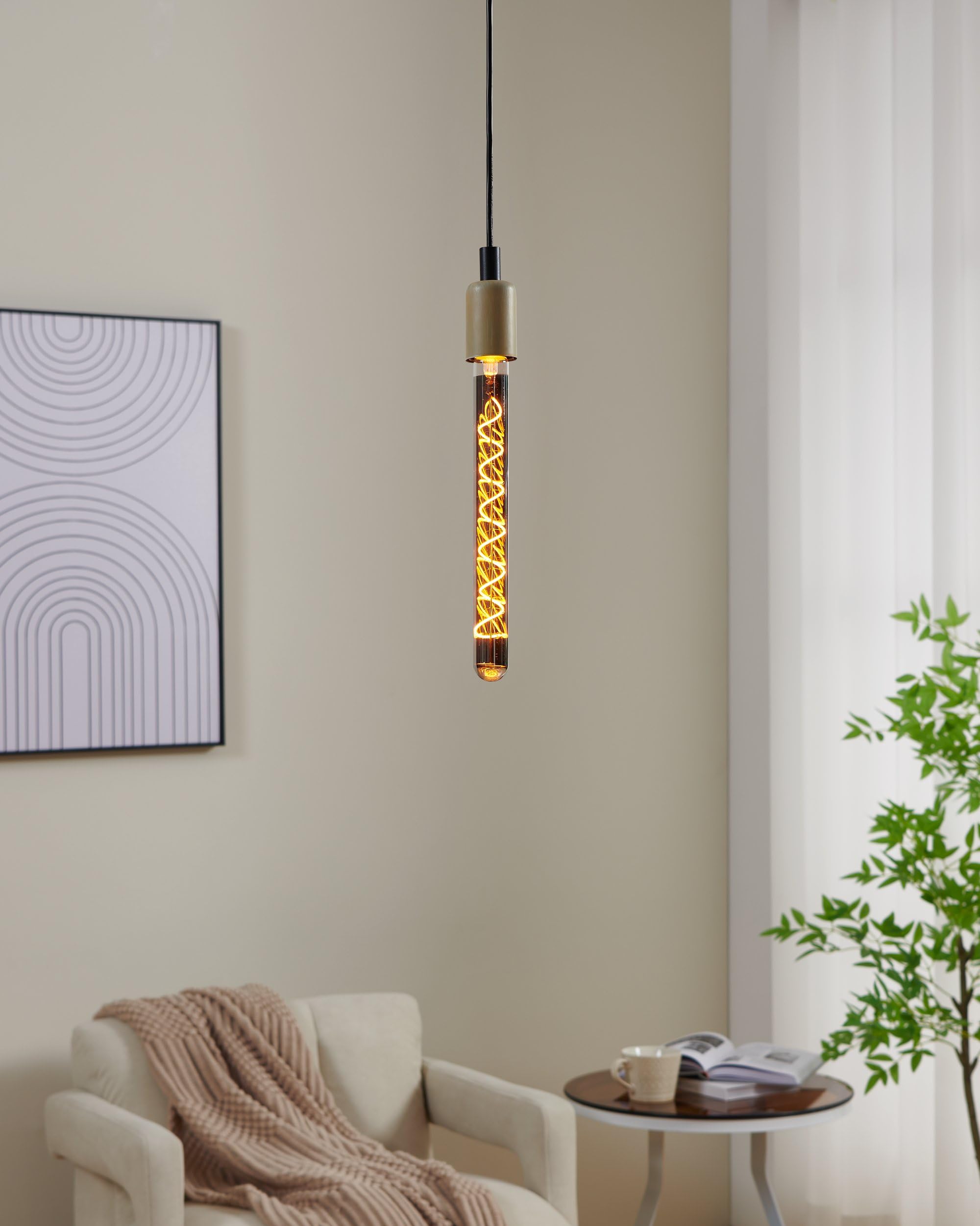 EGLO Żarówka E27, ściemniana, spiralna LED w kształcie pręta, dekoracyjna stylu vintage, 4 (odpowiada 7 W), 50 lumenów, ciepła biel, 1700 K, Edisona Retro T30, Ø 3 cm