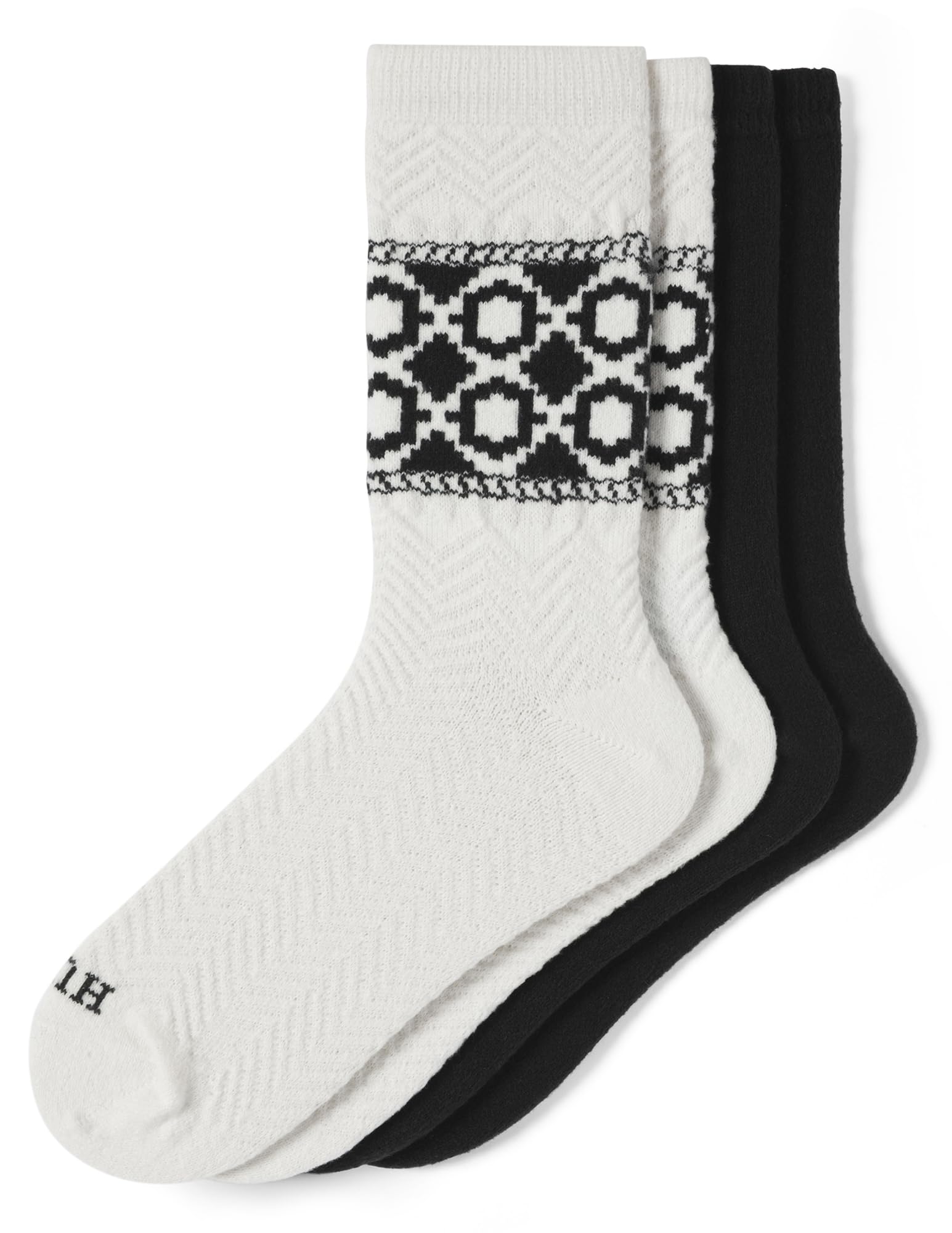 HUE womens Crew Length Boot Socks, 2 Pair Pack