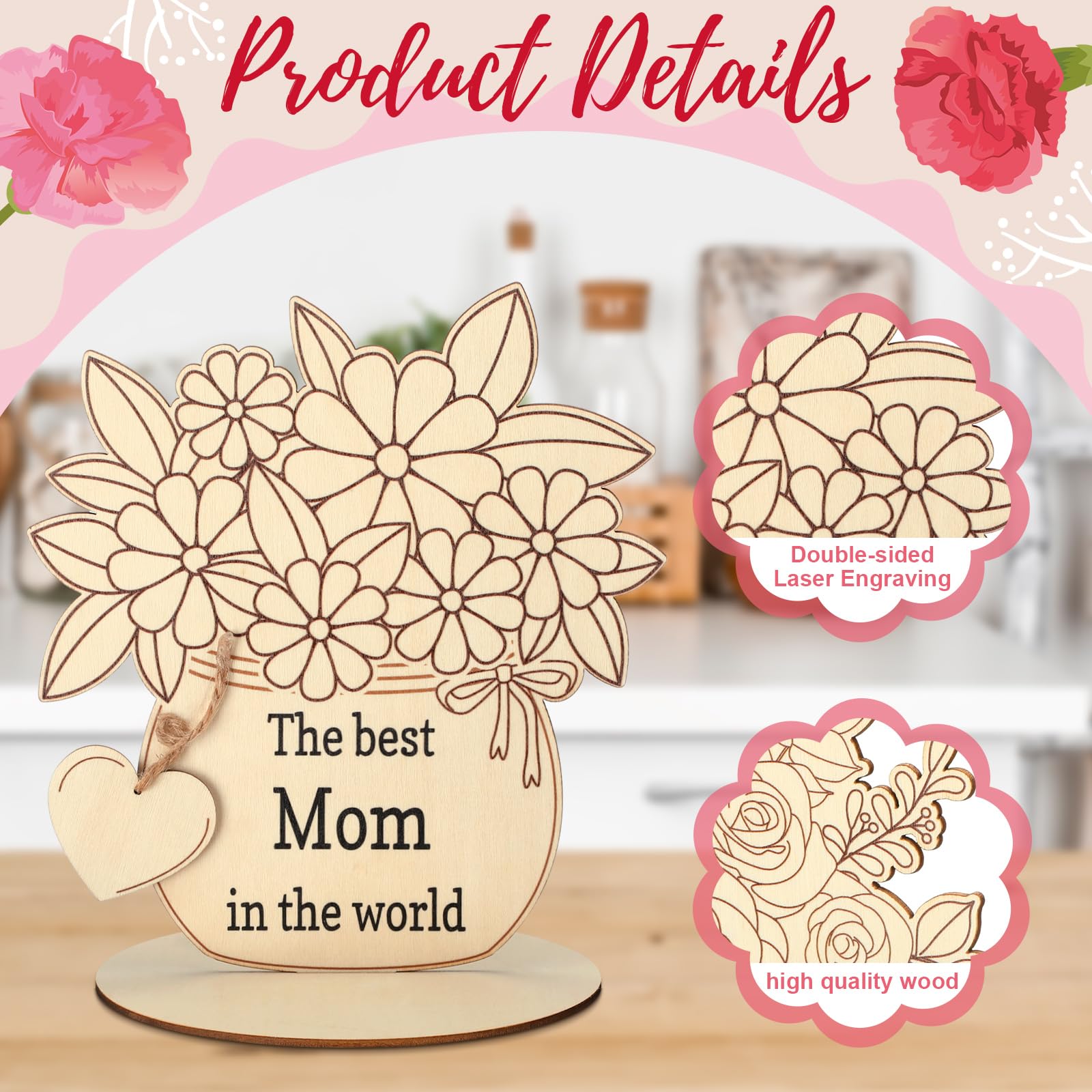 Mothers Day Crafts For Kids Classroom 36 Pcs Mother's Day Wood DIY