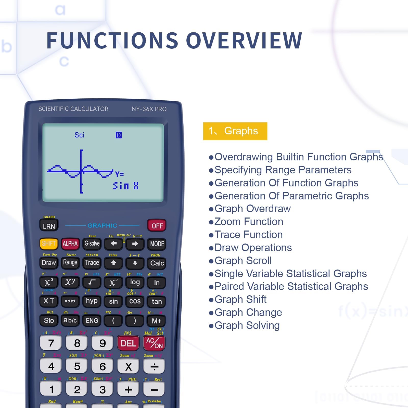 NEWYES Calculatrice Scientifique Graphique, Fonctions Graphiques, idéale pour Les Enseignants du collège et du lycée