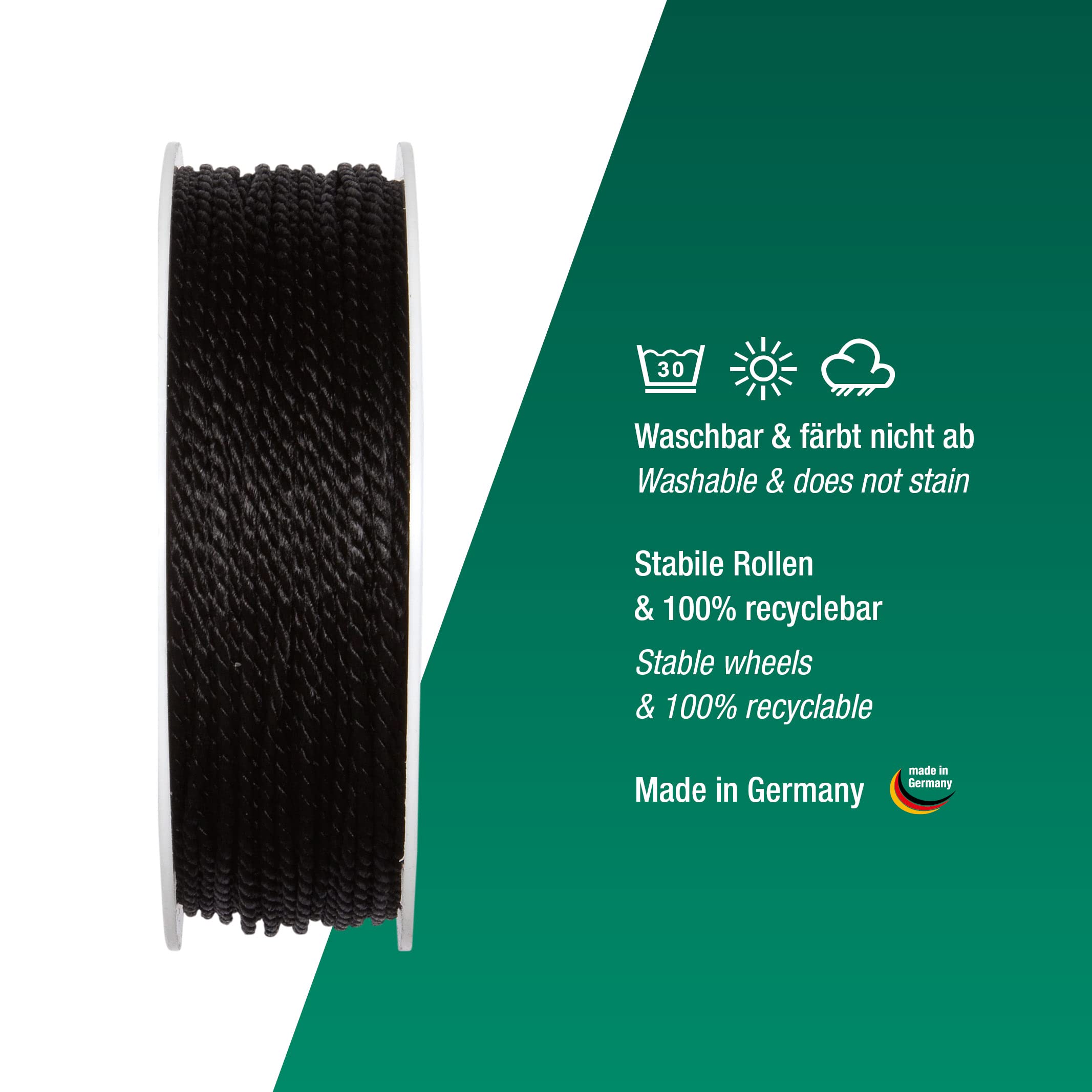 Cord Width 2 mm x 50 m Black 1 Roll - Image 3