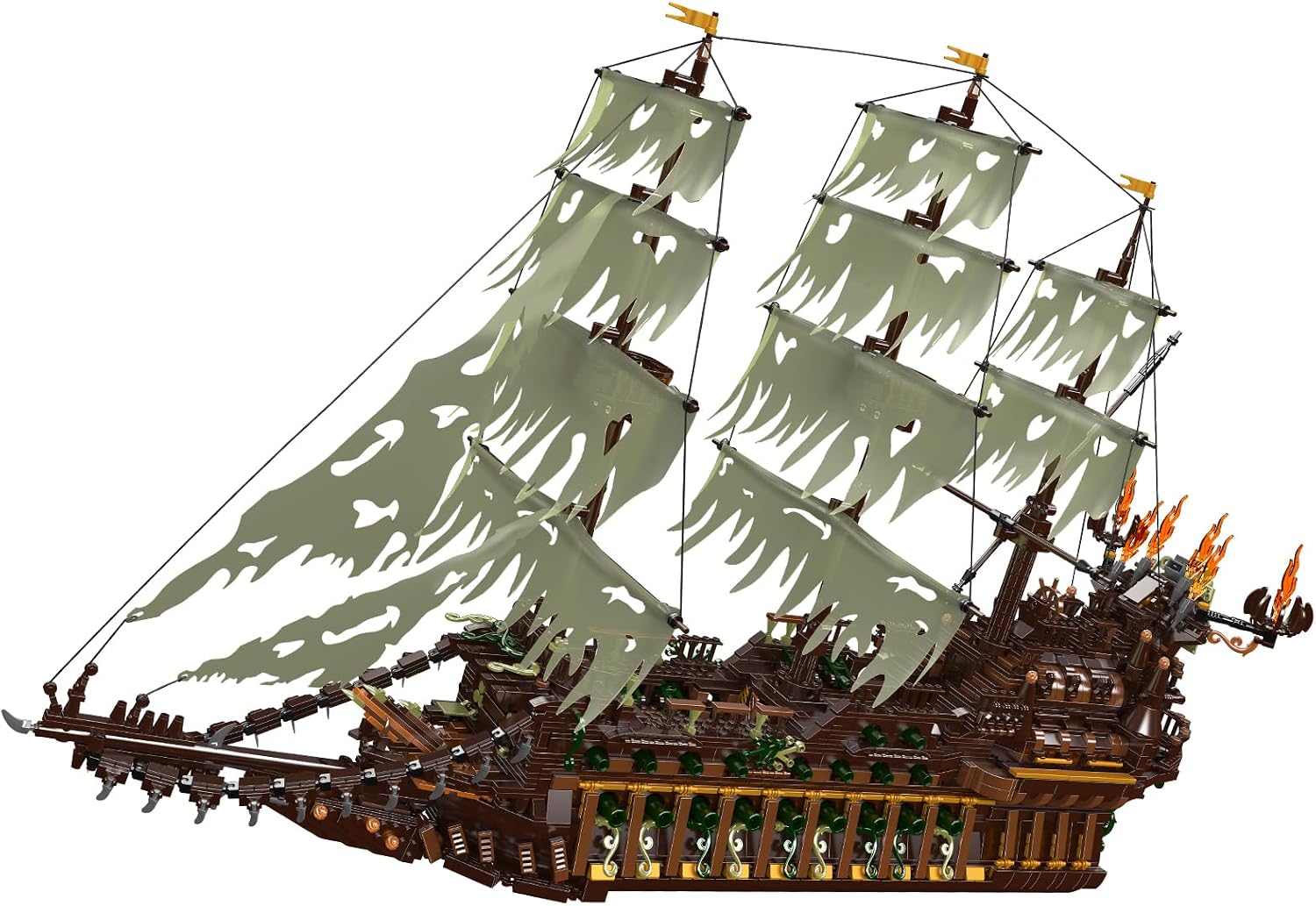 Mould King 13197 Pirate Ship Building Kit, MOC Jumping Creative Pirate Ship Dutchman Sailboat Model Set Construction Set to Build,Display Pirate Ship Ship Model Building Toy of 4364 Piece