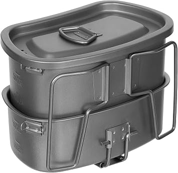 Fox Outdoor Titanium Cookware, 3 Piece Set with Folding Handles, Ultra-light, Robust, Scratch and Acid Resistant, Dishwasher Safe, Tasteless, Hygienic