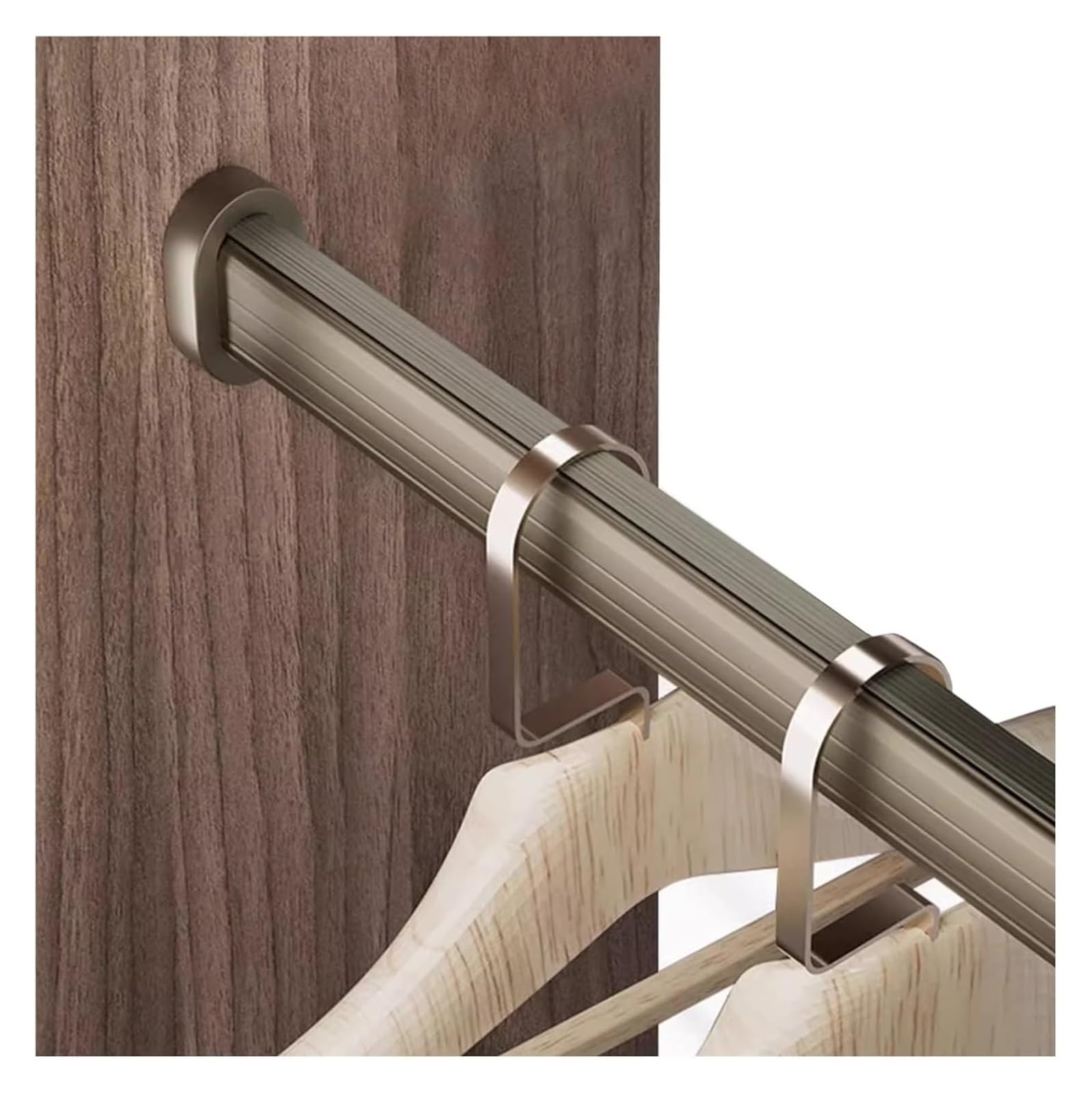 Wardrobe hanging rails, Heavy Duty Wardrobes Hanger Rail 60 50 40 30 Inch, Commercial Metal Clothes Hanging Bars(Champagne Color,24in/61cm)