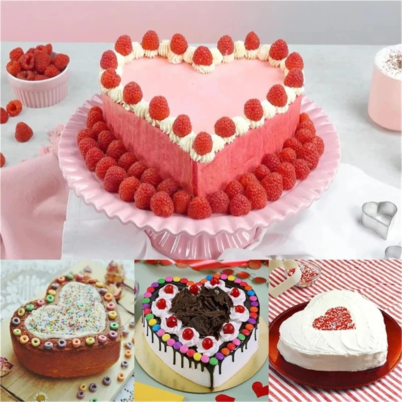 3 Stück herzförmige Kuchenform for Backen für Dreidimensionale Kuchen | Aluminium-Kuchenform mit abnehmbarem Boden, antihaftbeschichtet, rostbeständig, Backzubehör for die Küche(8inch)