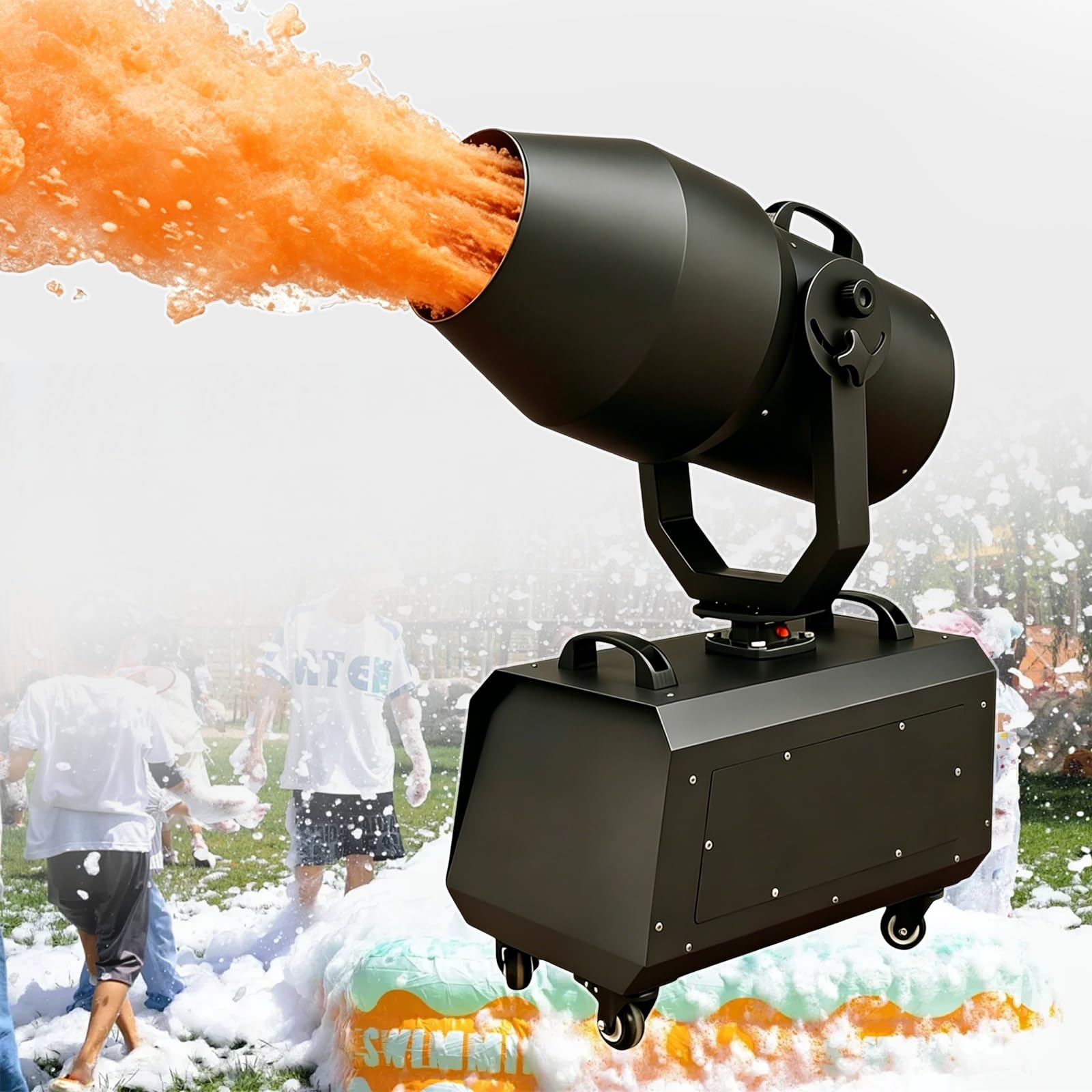 Máquina De Espuma para Fiestas, Cañón de Burbujas con Cabezal Giratorio Auto, Alcance de 5-8m y Cobertura de 80m², Ideal para Fiestas Temáticas, Festivales, Conciertos, Bodas