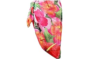 CHIC DIARY Women's Floral Chiffon Pareo Beach Cover Up Bikini Sarong Swimsuit Wrap Skirts