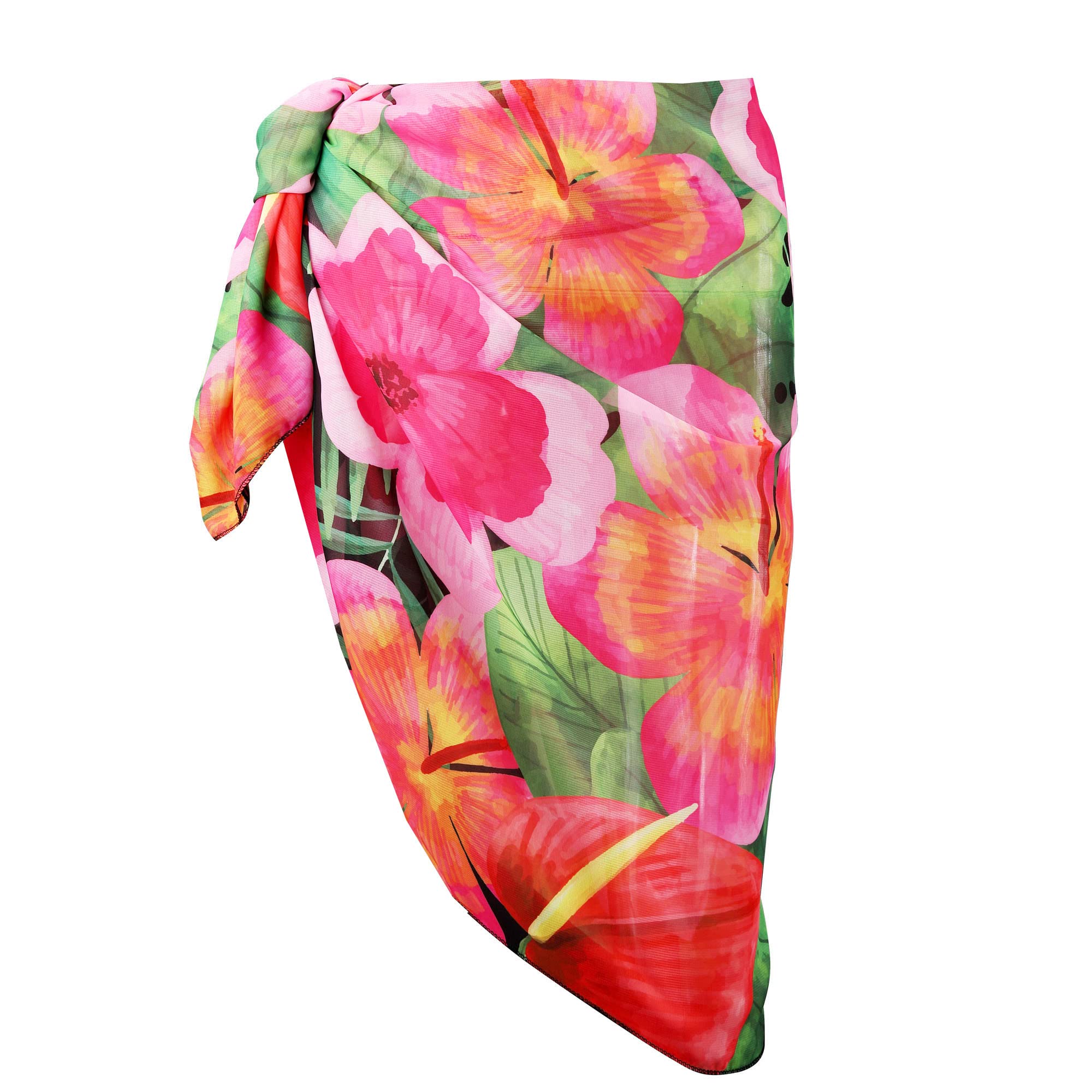 Photo 1 of ***STOCK IMAGE FOR REFERENCE***
CHIC DIARY Beach Cover Up for Women Swimwear Chiffon Pareo Bikini Sarong Bathing Swimsuit Wrap Skirts (Pink Flower)
