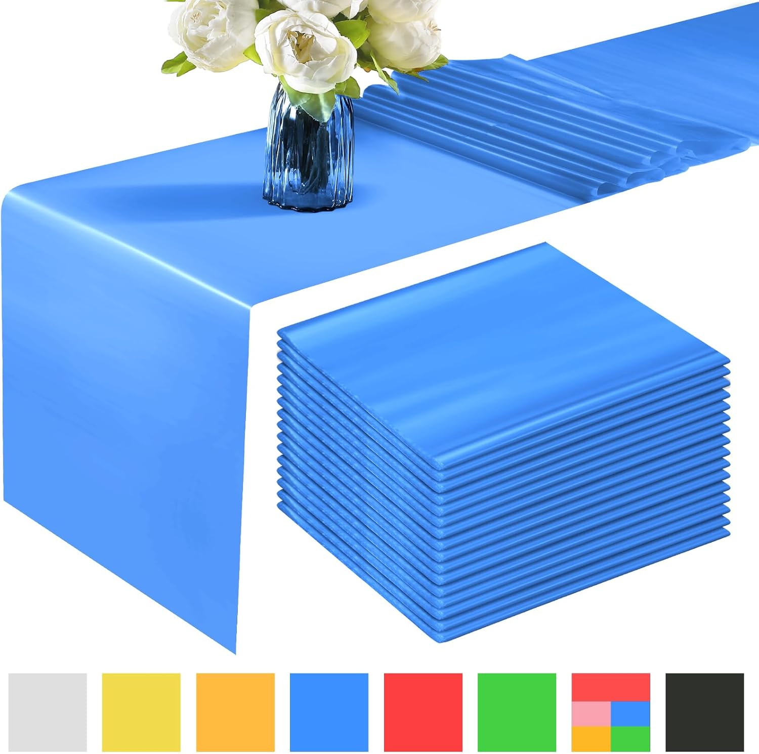 Ganeen 16 Pcs Disposable Table Runners 14 x 108 Inches Plastic Table