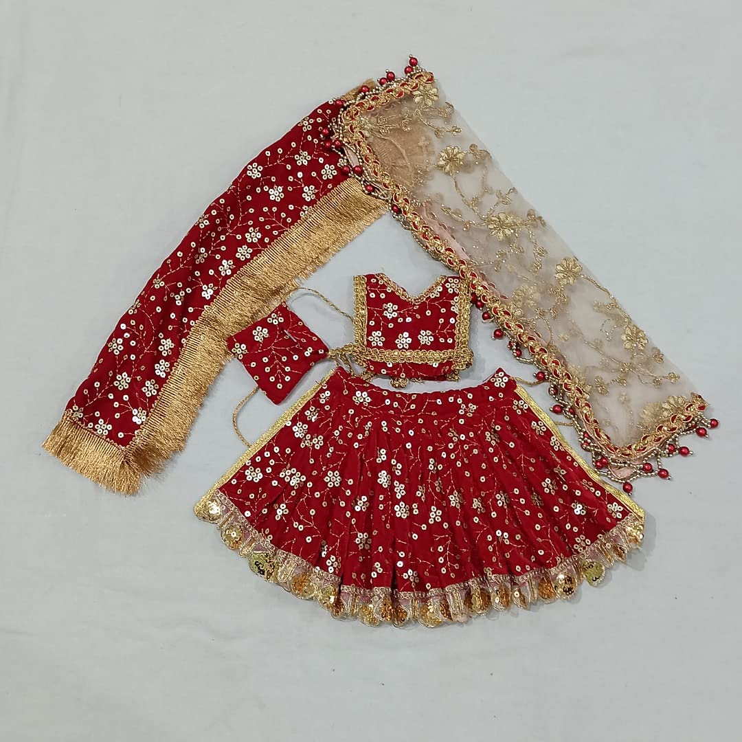 DAU JI Enterprises Navratri Special Latest Designed Dress for Durga MATA Rani (Red)(Set of 1 Complete Dress of Durga MATA) (for 06 inches Murti)