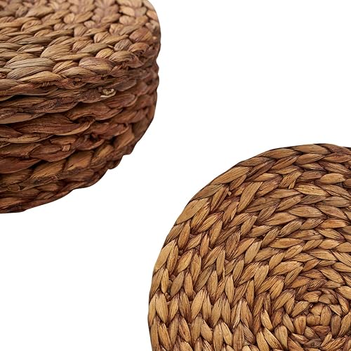 Miniatura 6 de BARIEN - Juego de 10 manteles individuales redondos de tejido de jacinto de agua natural para mesa de comedor, manteles individuales grandes tejidos