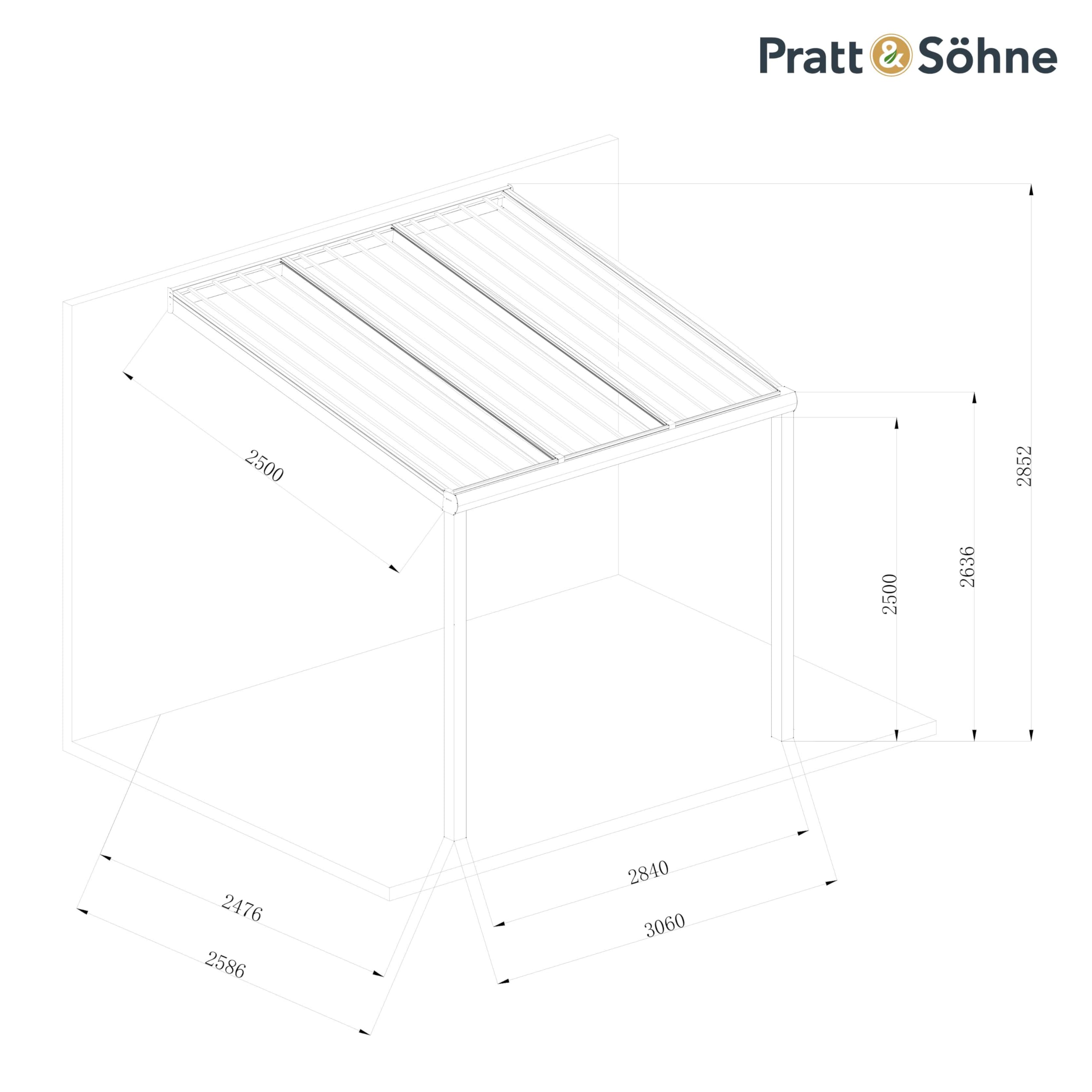 Pratt & Söhne Carport aus Aluminium 406 x 357 x 285 cm - Autoüberdachung inkl. Hohlkammerplatten - Garage Unterstand Terrassenüberdachung - Pergola Veranda - Anthrazit