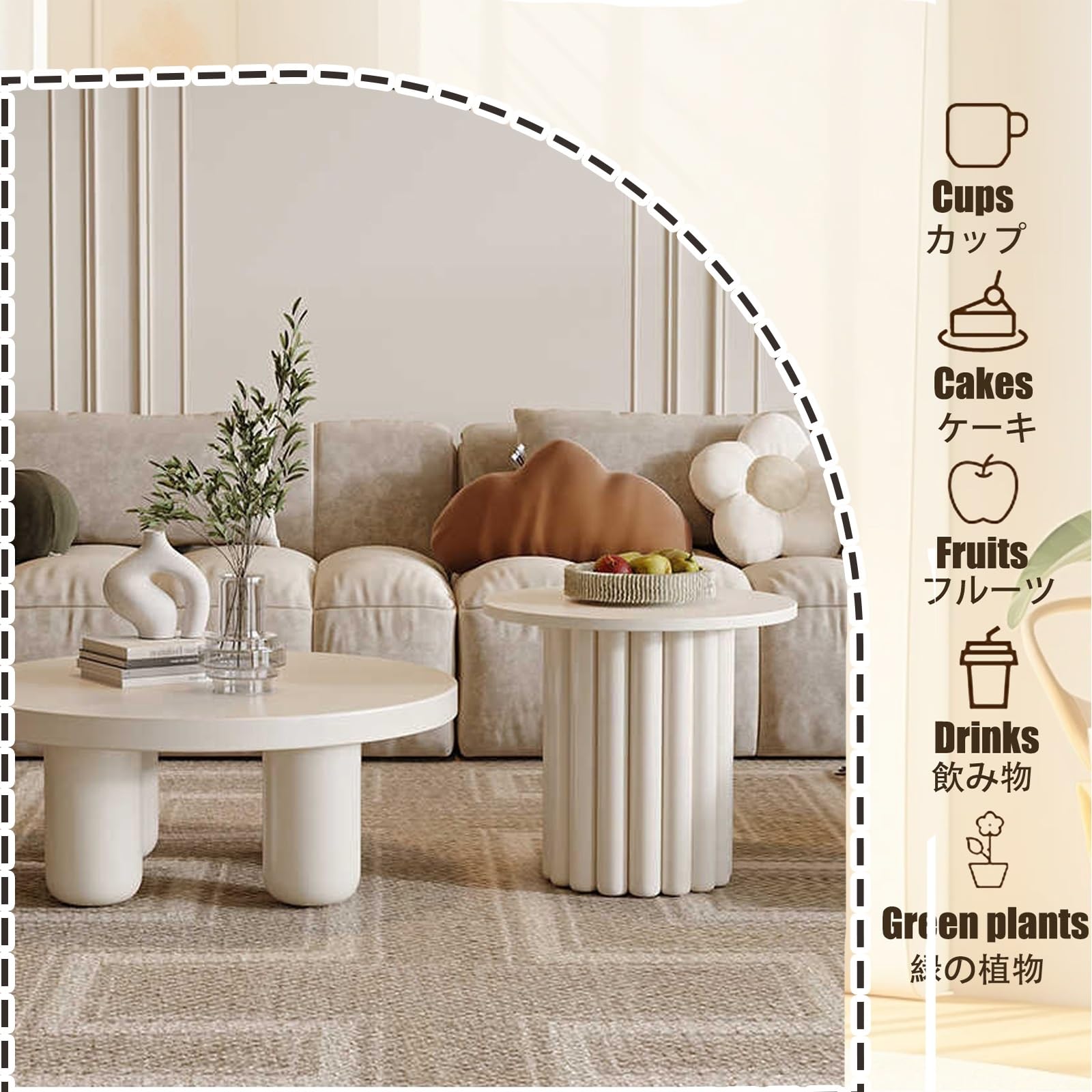 Mesa De Centro Mesa De Té Central Juego De Mesa De Centro Moderno De 2 Piezas Mesa De Café Blanca Moderna Mesa De Té para Sala De Estar Mesa De Centro De Madera(Small Coffee Table)