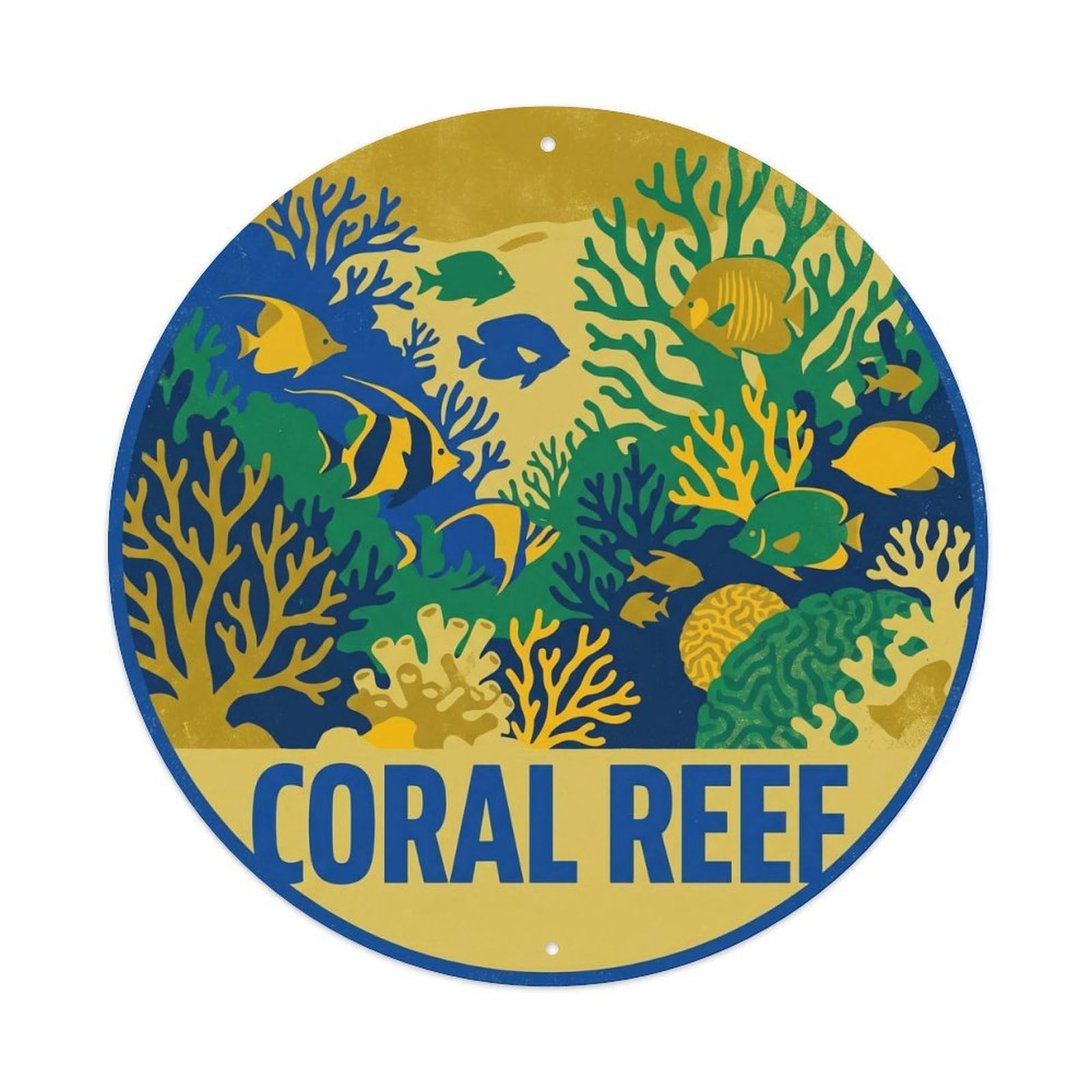 Olhnbad Style Tropical Fish Coral Reef Hawaii Marine Life Metal Tin Sign