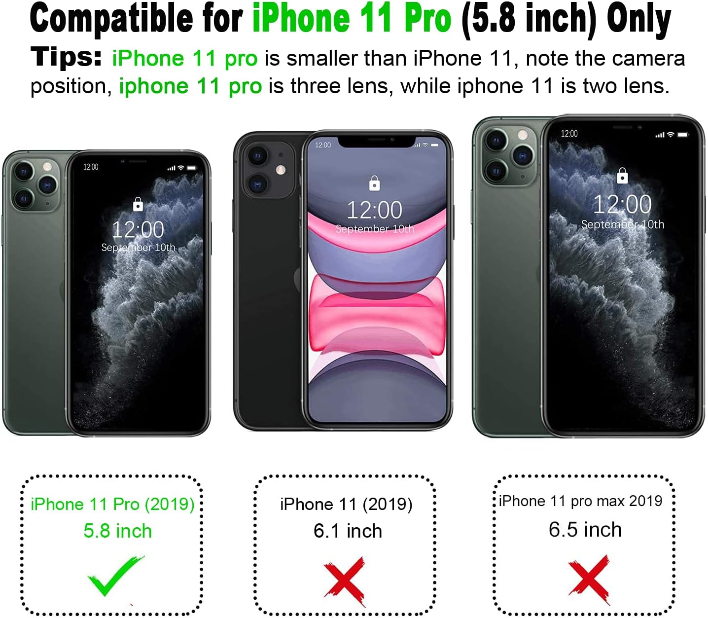 UBUNU iPhone 11 Pro Case with Screen Protector [Built-in 9H Hard Tempered Glass], for Magsafe 360 Full Body Protection, Clear Protective iPhone 11 Pro Phone Case Cover for Men Women 5.8'', Purple