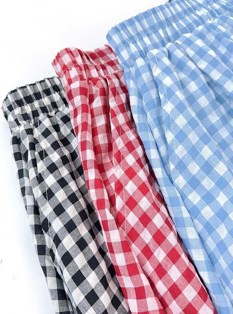 chouyatou Women's Casual Elastic Waist Plaid Skirt Gingham Swing Pleated Midi Long Skirt with Pockets - Image 6