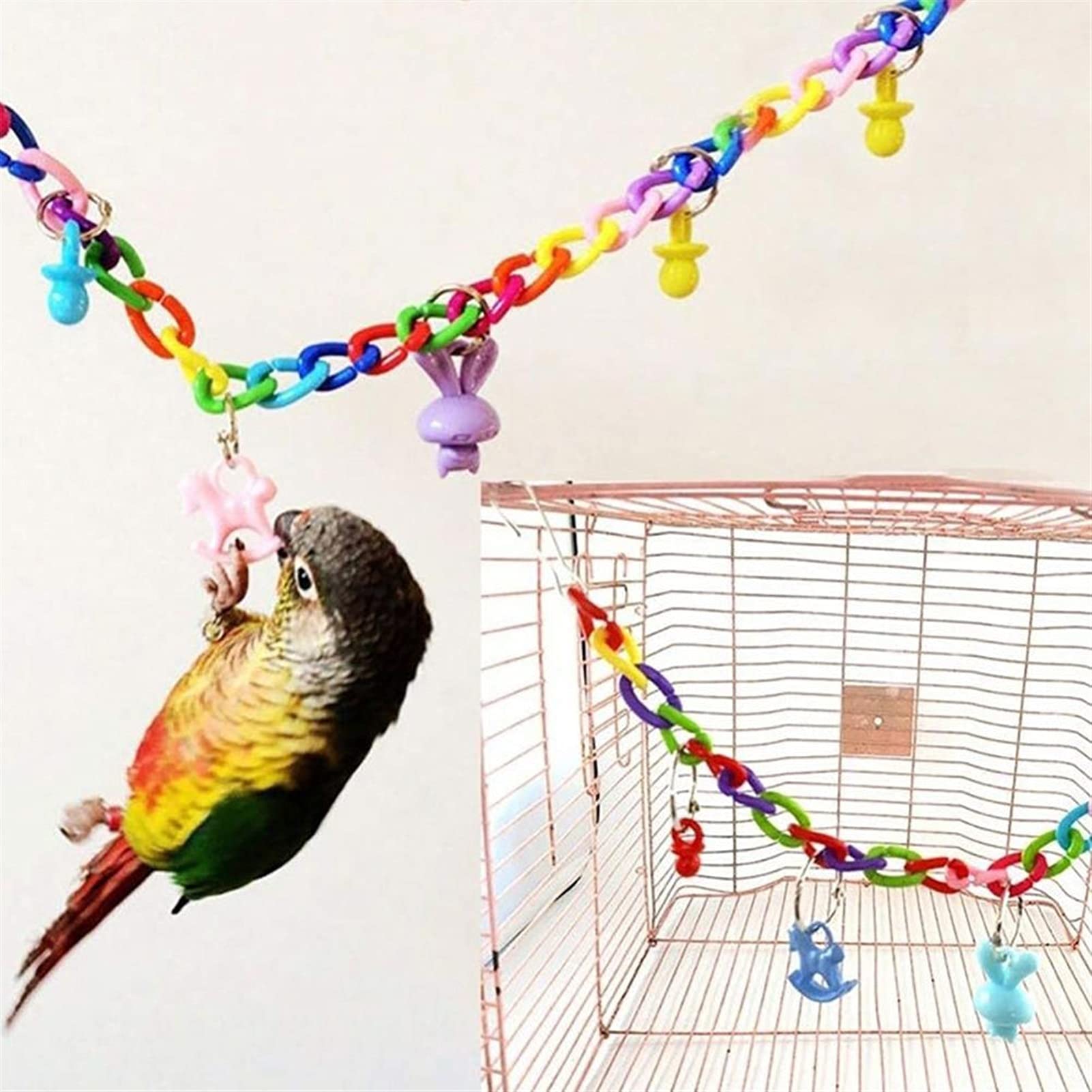 Vogelspielzeug 1. 4 STÜCK Papagei Käfig Kauspielzeug Vogel Spielzeug Vögel Zubehör Liefert Swing Weiche Leiter Luftleiter Holzperlen Ball Glocke Spielzeug