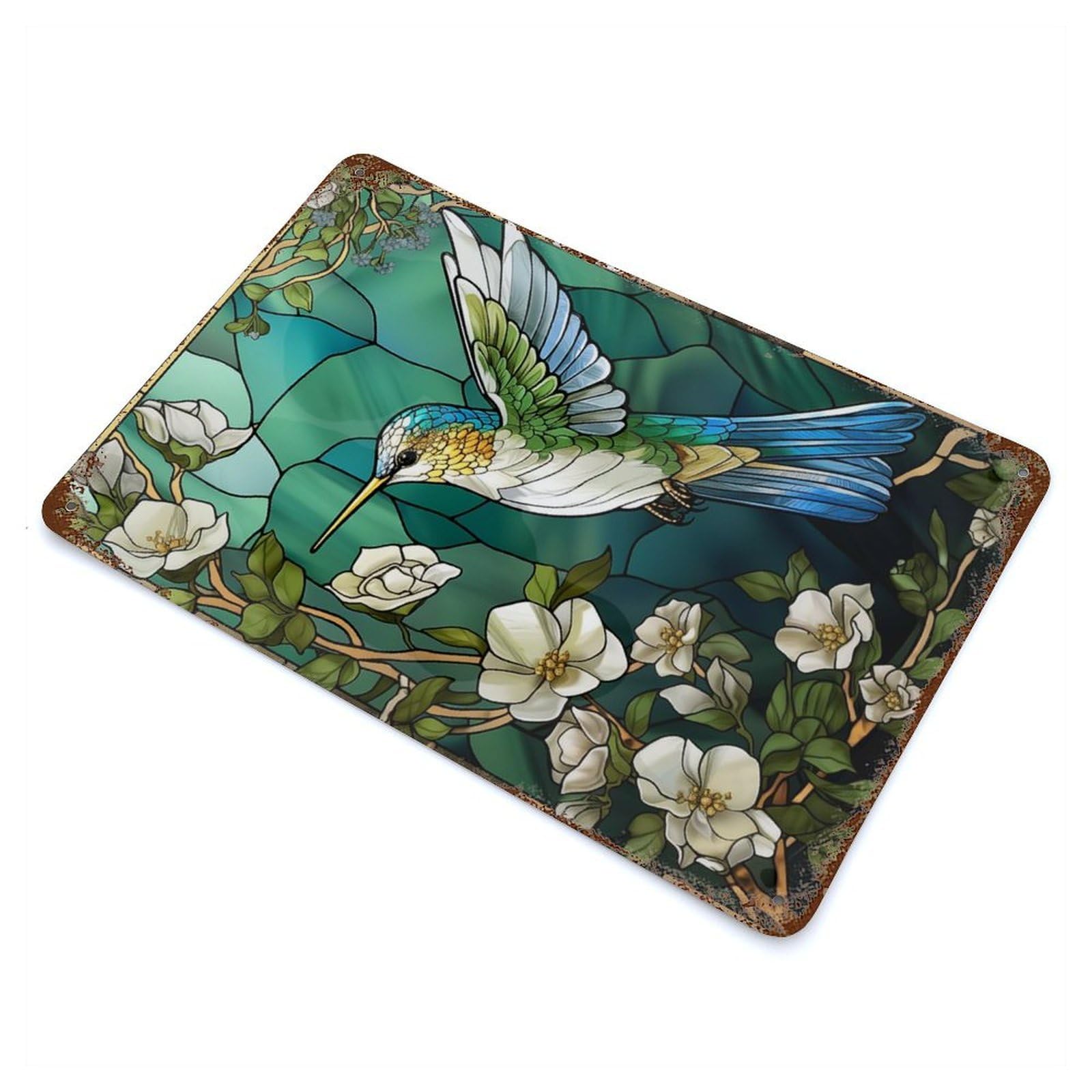 Garage Style Hummingbird Kintsugi Art Decorative Tin Sign 11.8"x7.9", Rustic Home Decor for Bar And Workshop