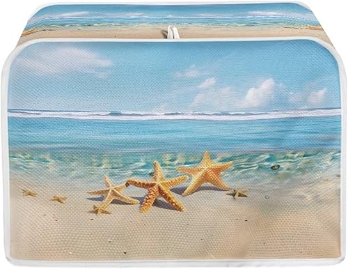 Cubierta de tostadora con estampado de estrellas de mar de playa para antipolvo y huellas dactilares, electrodomésticos pequeños de cocina, cubierta