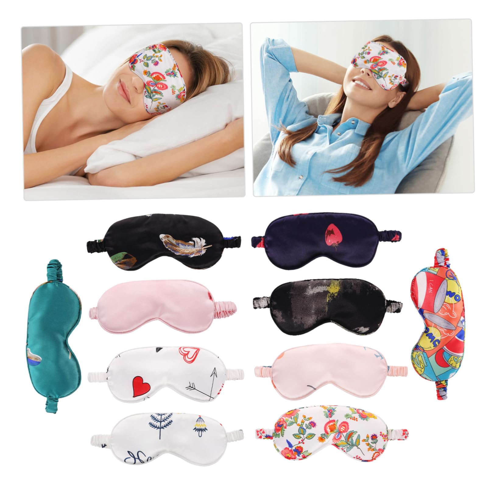 2 Sätze Satinbrille Geschwollen Satinauge Seidenauge Light Würfelunterlage Travel Accessories Lidschatten Augenklappe Schlafende Augenabdeckung Seide 10 Stück * 2 Beavorty