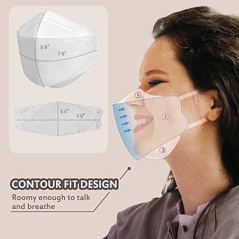 Borje KN95 Face Masks, 100 Pcs Disposable Face Masks, White Mask Against PM2.5 from Fire Smoke & Dust Filter Efficiency 95%