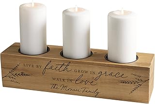 Live by Faith Personalized 3 pc. Wood Pillar Candle Holder