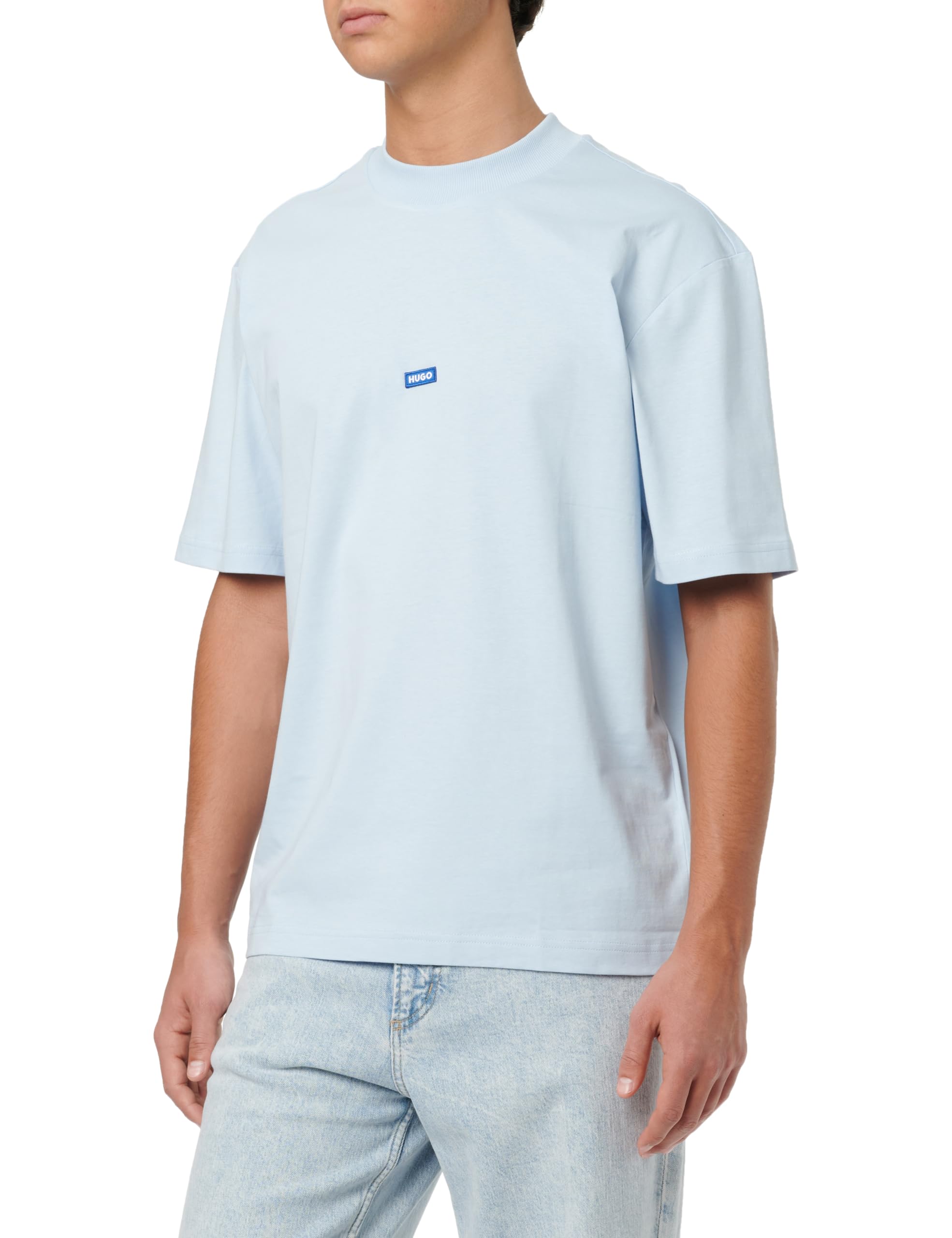 HUGO Herren Nieros T-Shirt aus Baumwoll-Jersey mit Logo-Badge