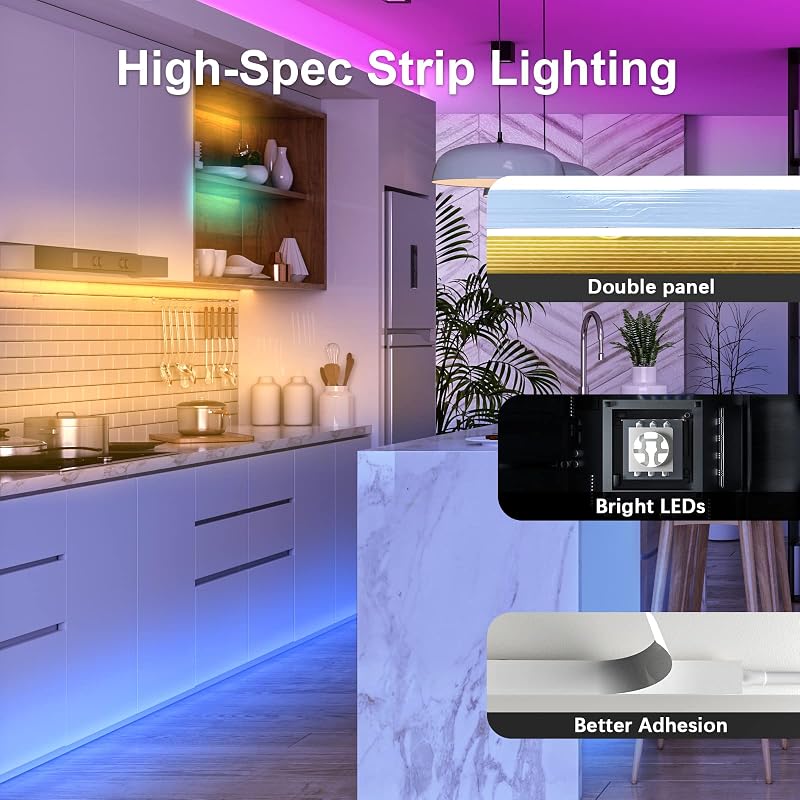 Militisto LED szalag 15m RGB színváltós, Alexa kompatibilis WiFi vezérlés, zenére reagáló okos világítás távirányítóval