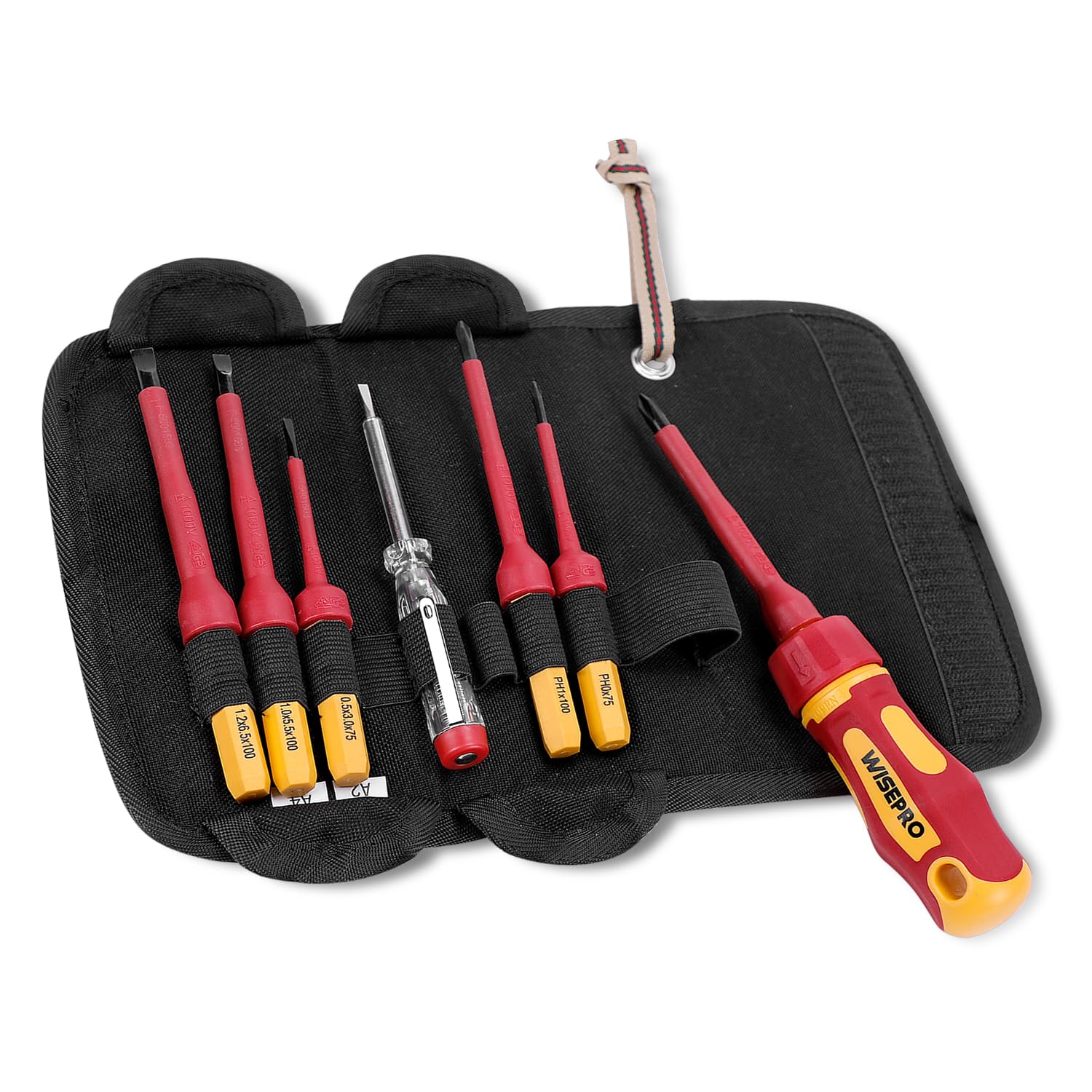 WISEPRO VDE/1000V Insulated Screwdrivers Set, Black Magnetic Tip Electrician Screwdriver Set, Interchangeable Blade