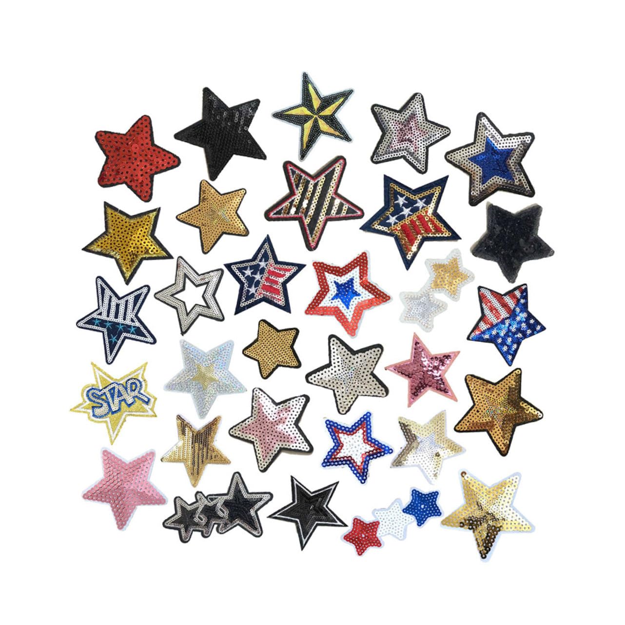 Lurrose 62pezzi Toppe Termoadesive Forma Di Stella Di Patches Con Applicazione Adesiva Per Jeans Giacche Borse e Progetti Di Fai Te Decorazioni Paillettes Per Abbigliamento e Artigianato