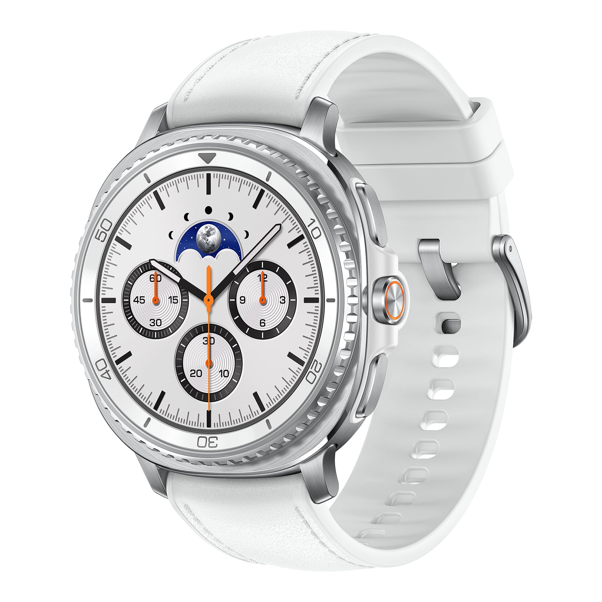 Samsung Galaxy Watch8 Classic 46mm, AI Smart Watch with Cushion Design and Rotating Bezels, with Hybrid Band and Wearable Display, Bluetooth, White, 3 Year Extended Warranty (UK Version)