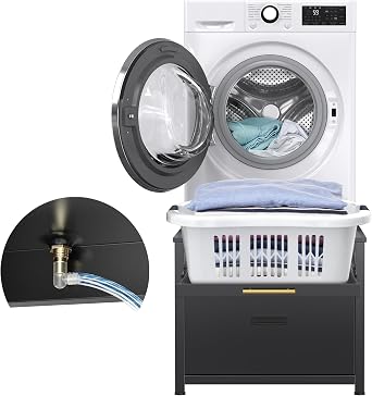 GDLF Washer Dryer Pedestal, 24.1" Laundry Pedestal for Compact Washing Machine, Washer and Dryer Stand with Shelf and Base Storage