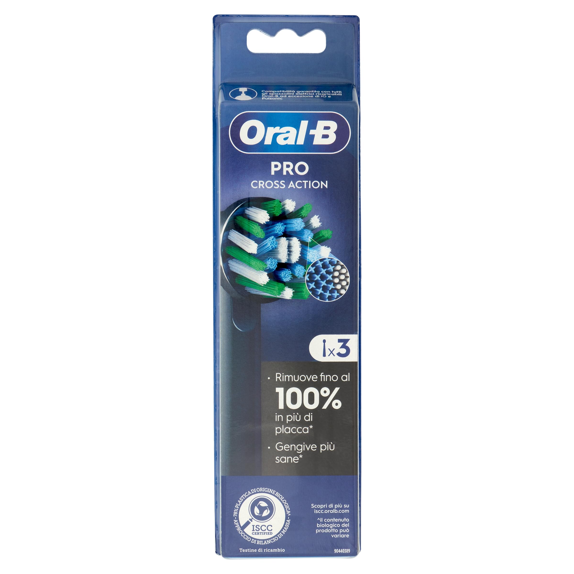 Oral-B Cross Action Elektryczna szczoteczka do zębów, 3 szt. w opakowaniu czarne, kątowe włosie, które dopasowują się do każdego zęba w celu głębokiego czyszczenia
