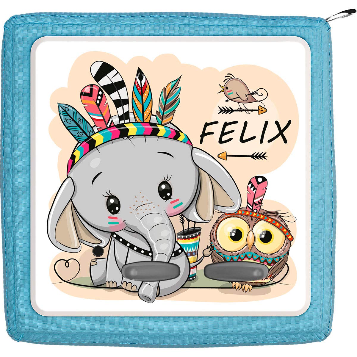 Coverlounge Toniebox Schutzfolie Personalisiert - Baby Elefant Mit Eule Indianer Design