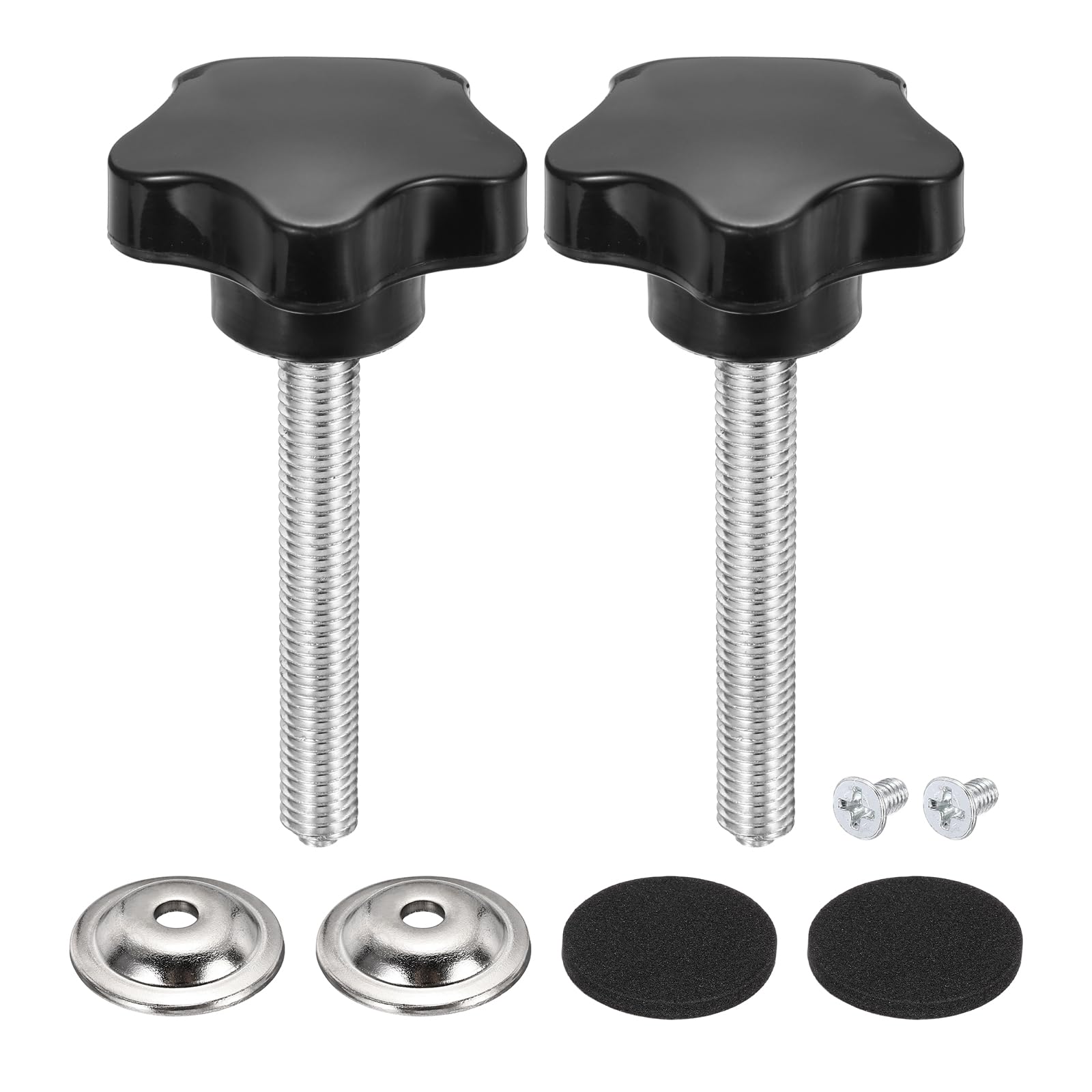 sourcing map 2Pcs Star Knobs, M10 x 70mm Plastic Knurled Thumb Screw Knobs 50mm Width Handle Replacement with Washer & Screw for Lawn Mower Umbrella Base Clamps Replacement Machinery