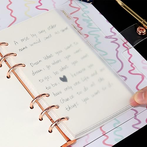 Miniatura 7 de Divisores de carpetas de plástico A6 de 6.7 x 3.5in, 6 agujeros grabables de plástico con 6 pestañas y separadores de páginas de archivos duraderos