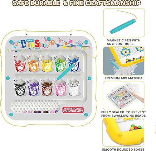 Miniatura 3 de Laberinto magnético de color y números, juguetes Montessori 2 en 1, tablero de dibujo magnético, tabla de rompecabezas de aprendizaje de