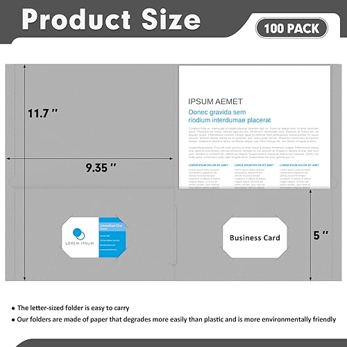 Miniatura 9 de PANDRI - Carpetas de dos bolsillos, paquete de 100 carpetas de 2 bolsillos, carpeta de archivo de papel tamaño carta para escuela, oficina, hogar,