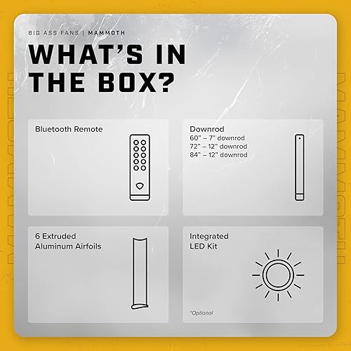 Miniatura 6 de Big Ass Fans Mammoth Ventilador de techo para exteriores de 60 pulgadas con luz LED, acabado plateado, ventilador de techo inteligente Wi-Fi con